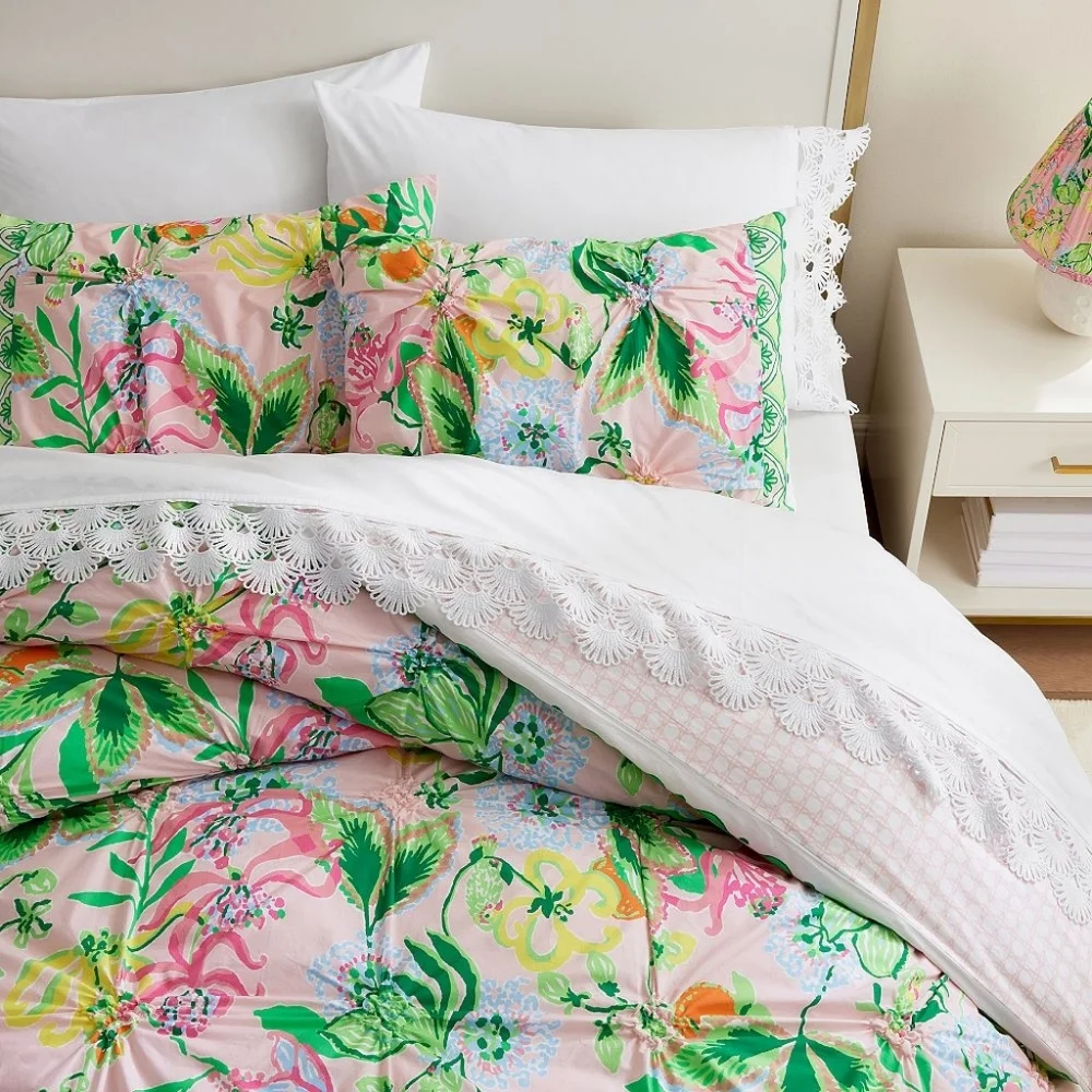 NWT Lilly Pulitzer Via Amore Full / Queen Duvet Cover + 2 Standard Shams
